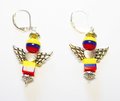 Colombian Angel Earrings, Tricolor Beaded Jewelry