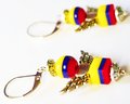 Colombian Angel Earrings, Tricolor Beaded Jewelry