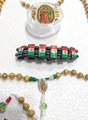 Virgen Guadalupe Rosary Set: Handmade Catholic Bracelet, Mexican Flag Case, Empress of the Americas