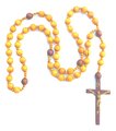 Large Handmade Wood Rosary, Natural Beads, Jesus Cross Wall Hanging