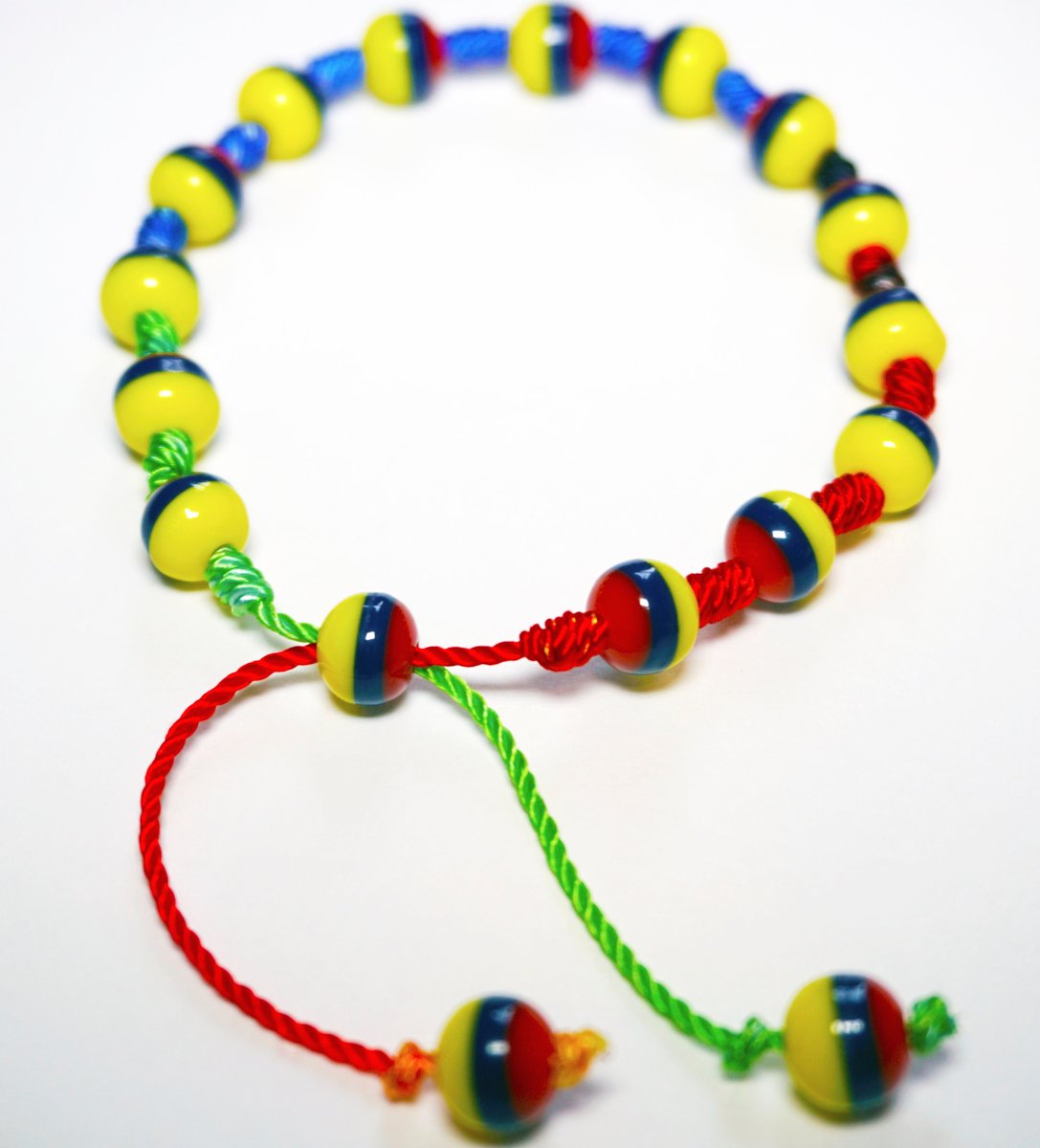 Handmade Tricolor Beaded Bracelet, Colombian Beadwork Jewelry