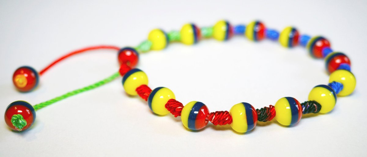 Handmade Tricolor Beaded Bracelet, Colombian Beadwork Jewelry