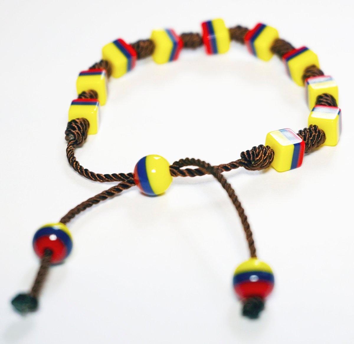 Handmade Tricolor Beaded Bracelet, Colombian Style