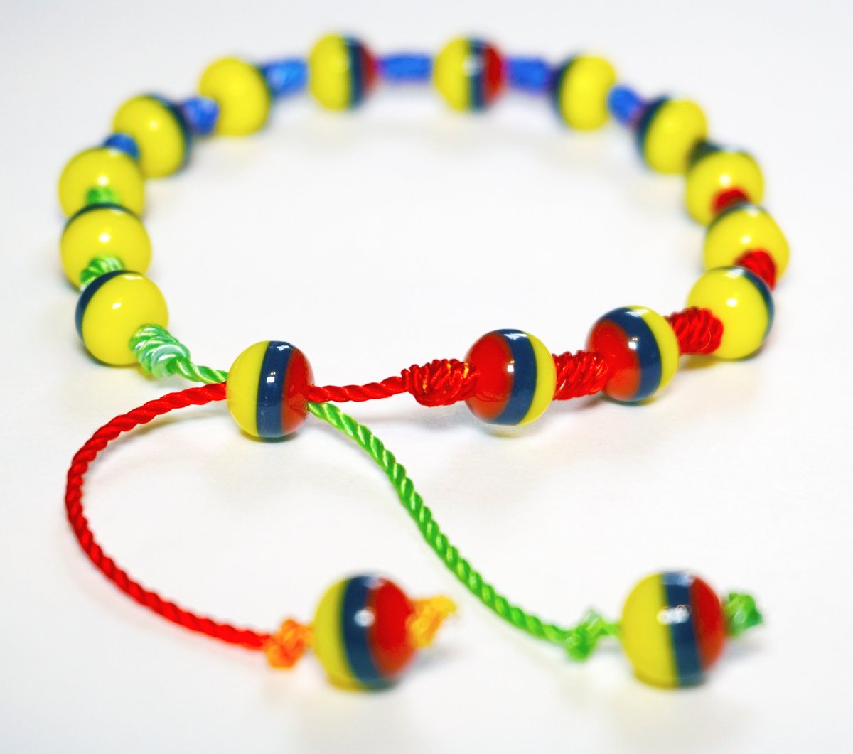 Handmade Tricolor Beaded Bracelet, Colombian Beadwork Jewelry