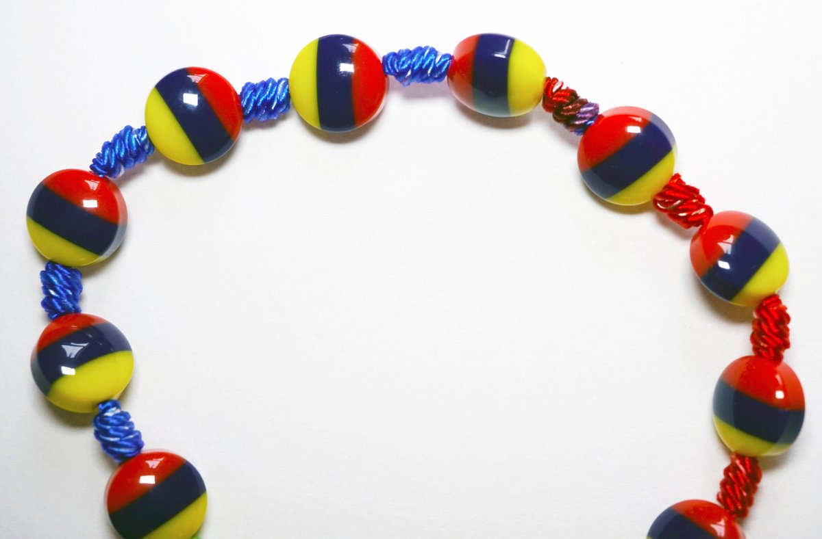 Handmade Tricolor Beaded Bracelet, Colombian Beadwork Jewelry