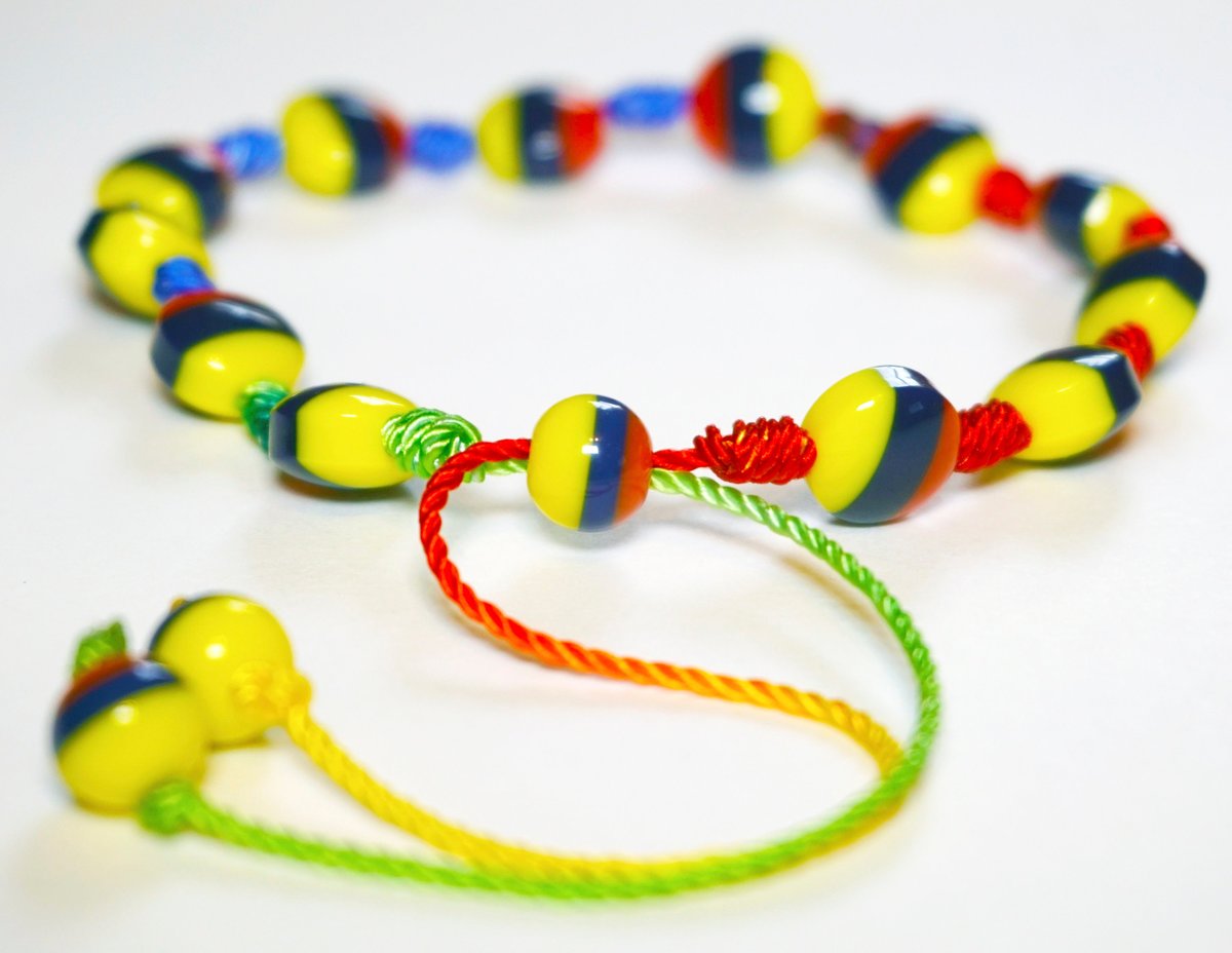 Handmade Tricolor Beaded Bracelet, Colombian Beadwork Jewelry