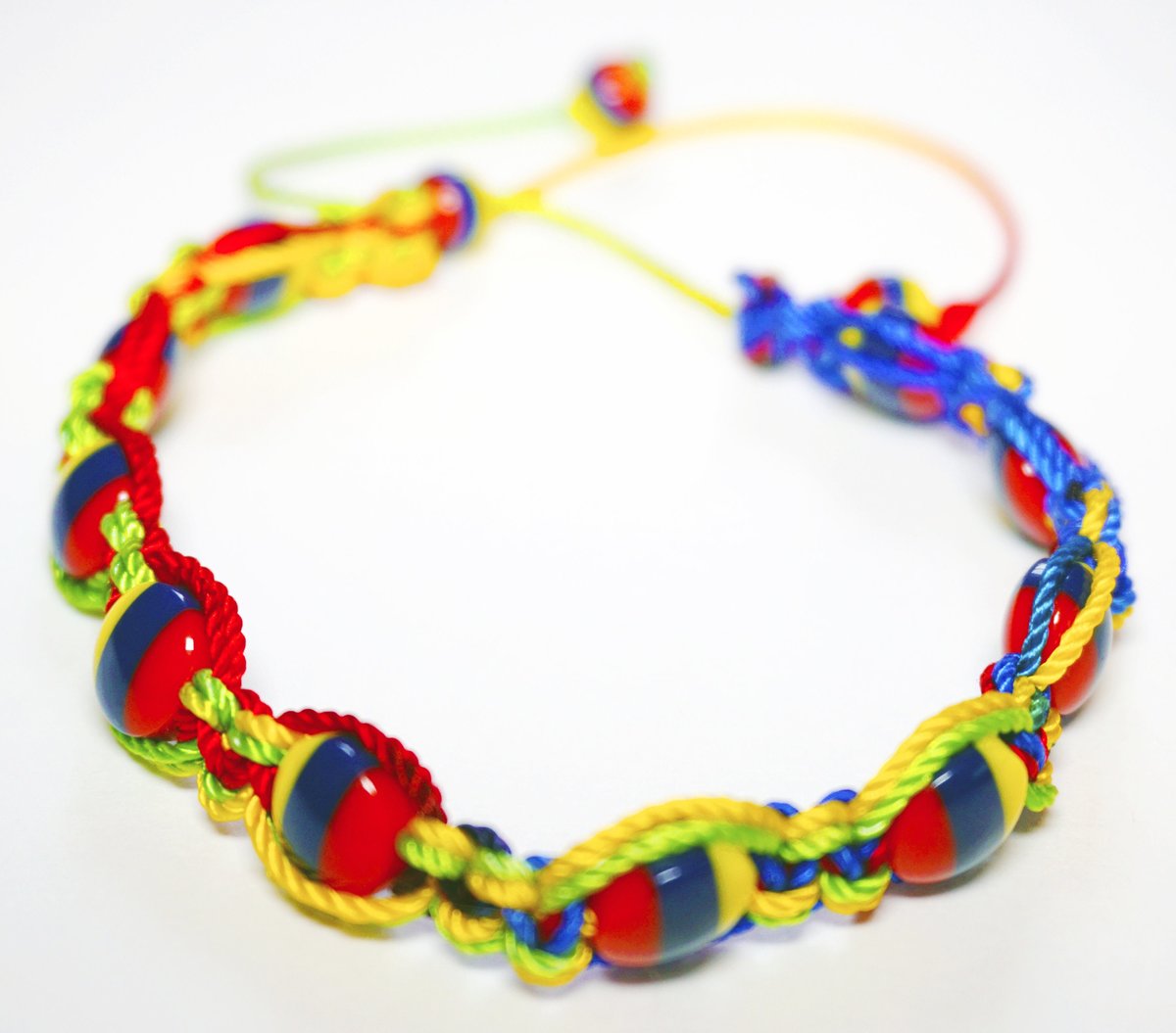 Handmade Tricolor Beaded Bracelet, Colombian Beadwork Jewelry