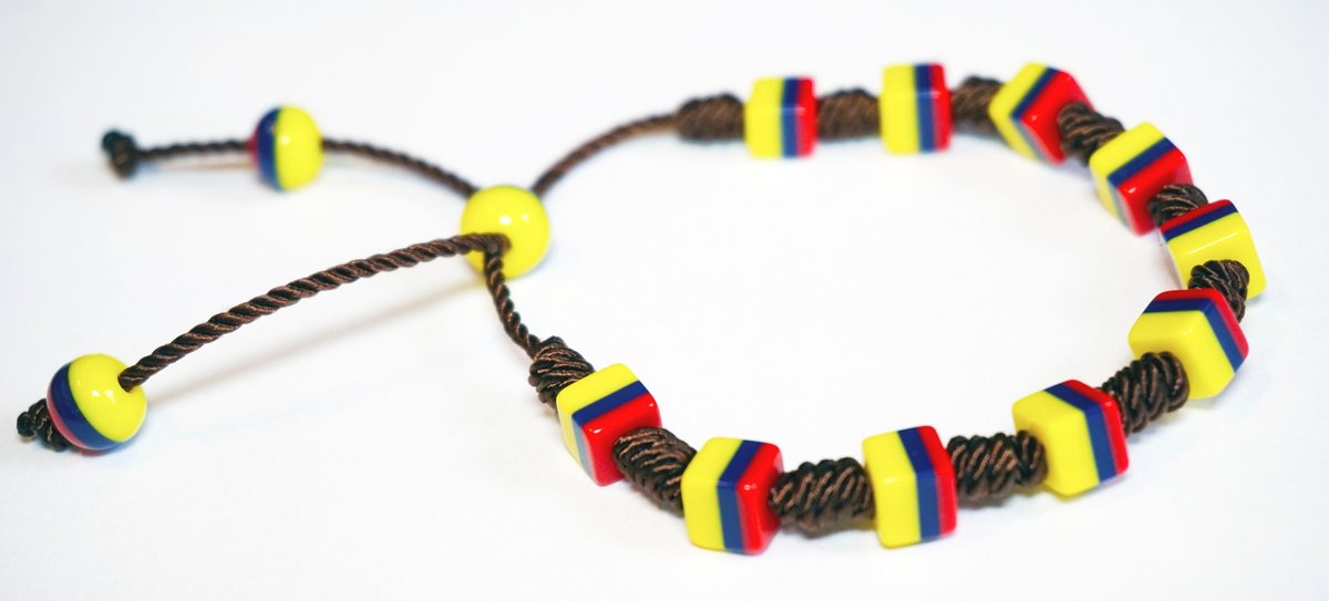 Handmade Tricolor Beaded Bracelet, Colombian Style