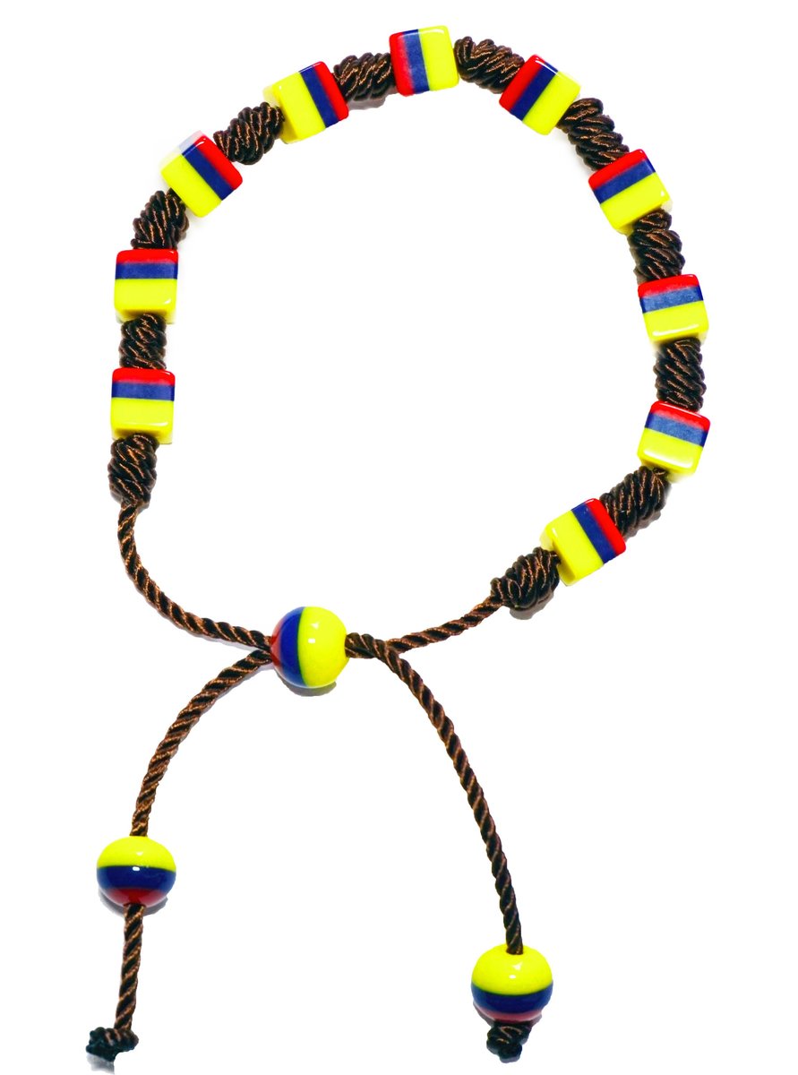 Handmade Tricolor Beaded Bracelet, Colombian Style