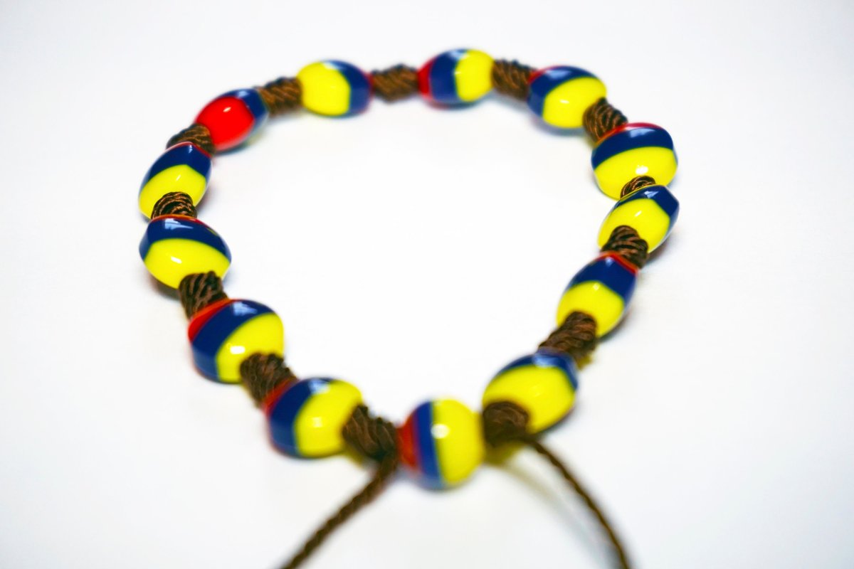 Handmade Tricolor Beaded Bracelet, Colombian Beadwork Jewelry