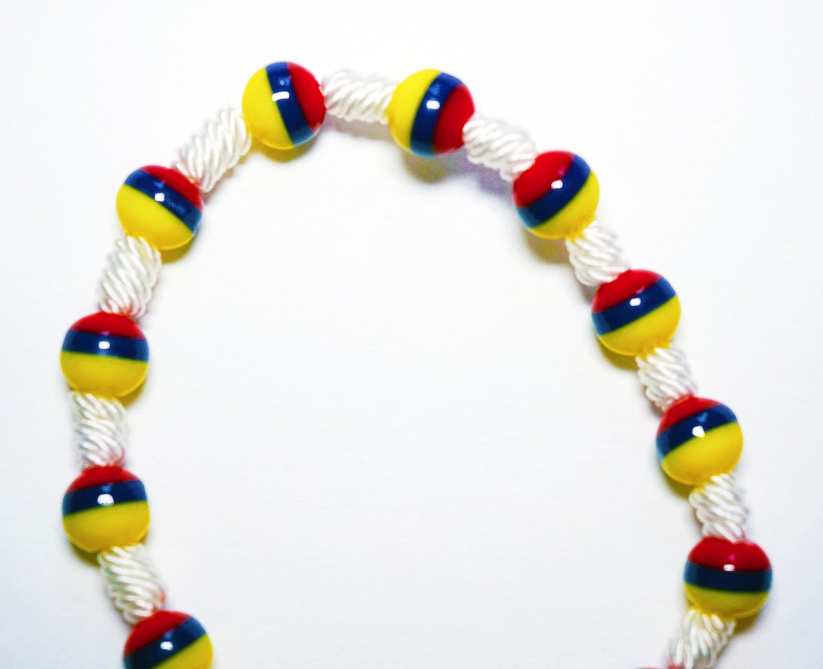 Handmade Tricolor Beaded Bracelet, Colombian Unisex Jewelry