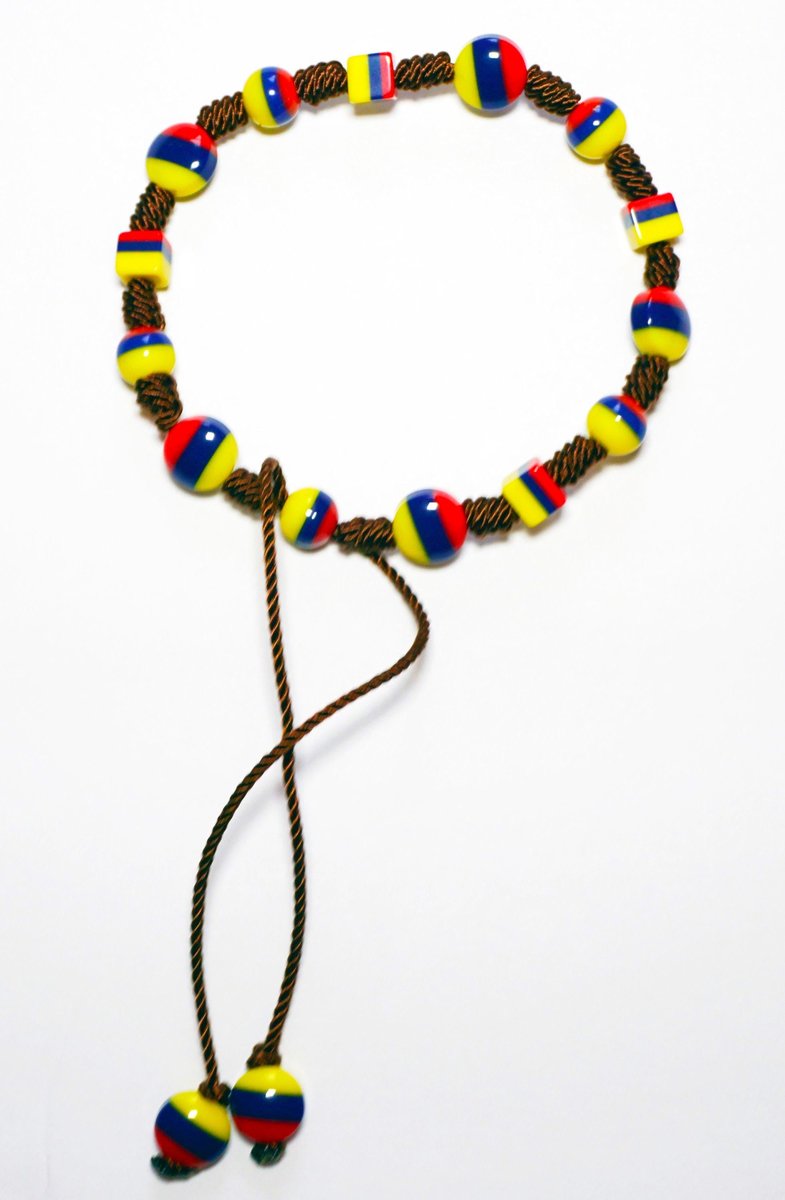 Colombian Beaded Bracelet, Tricolor Handmade Jewelry