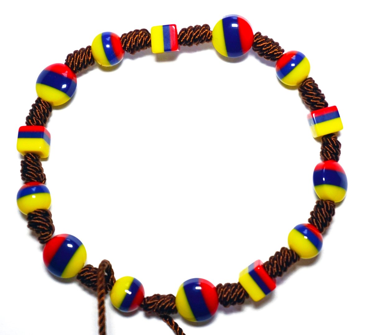 Colombian Beaded Bracelet, Tricolor Handmade Jewelry