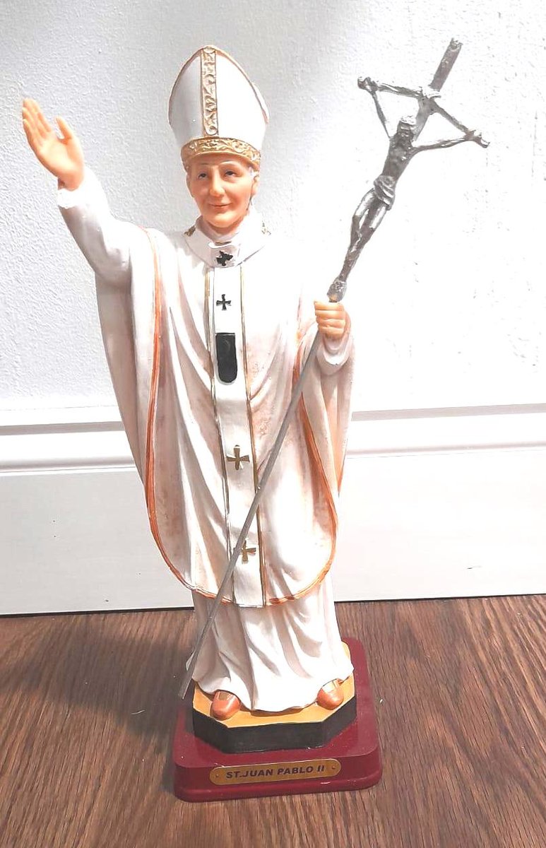 Saint John Paul II Resin Figure, Catholic Pope Statue, Christian Home Decoration (13 Inch)