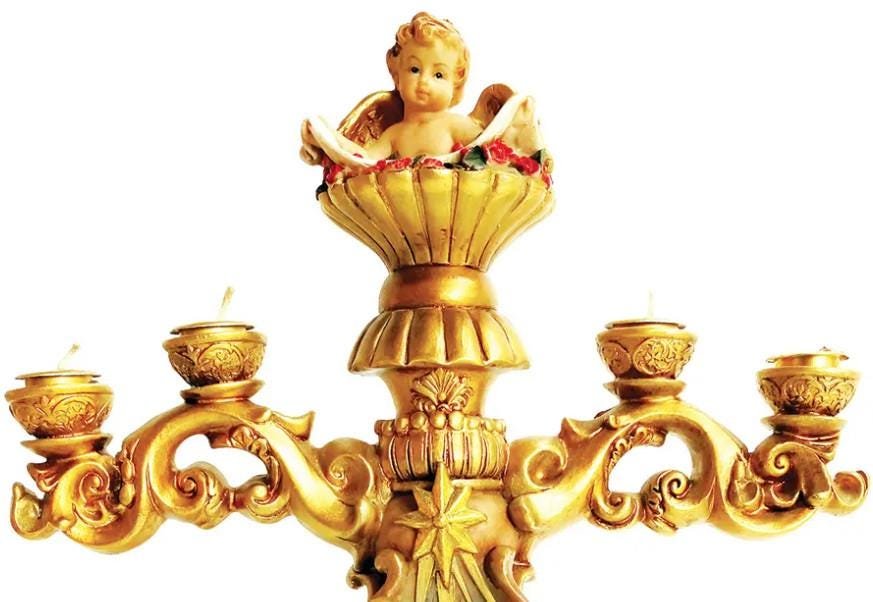 French Style Holy Family Candle 13.8"   Beautiful Protection Statue for All Families and Homes