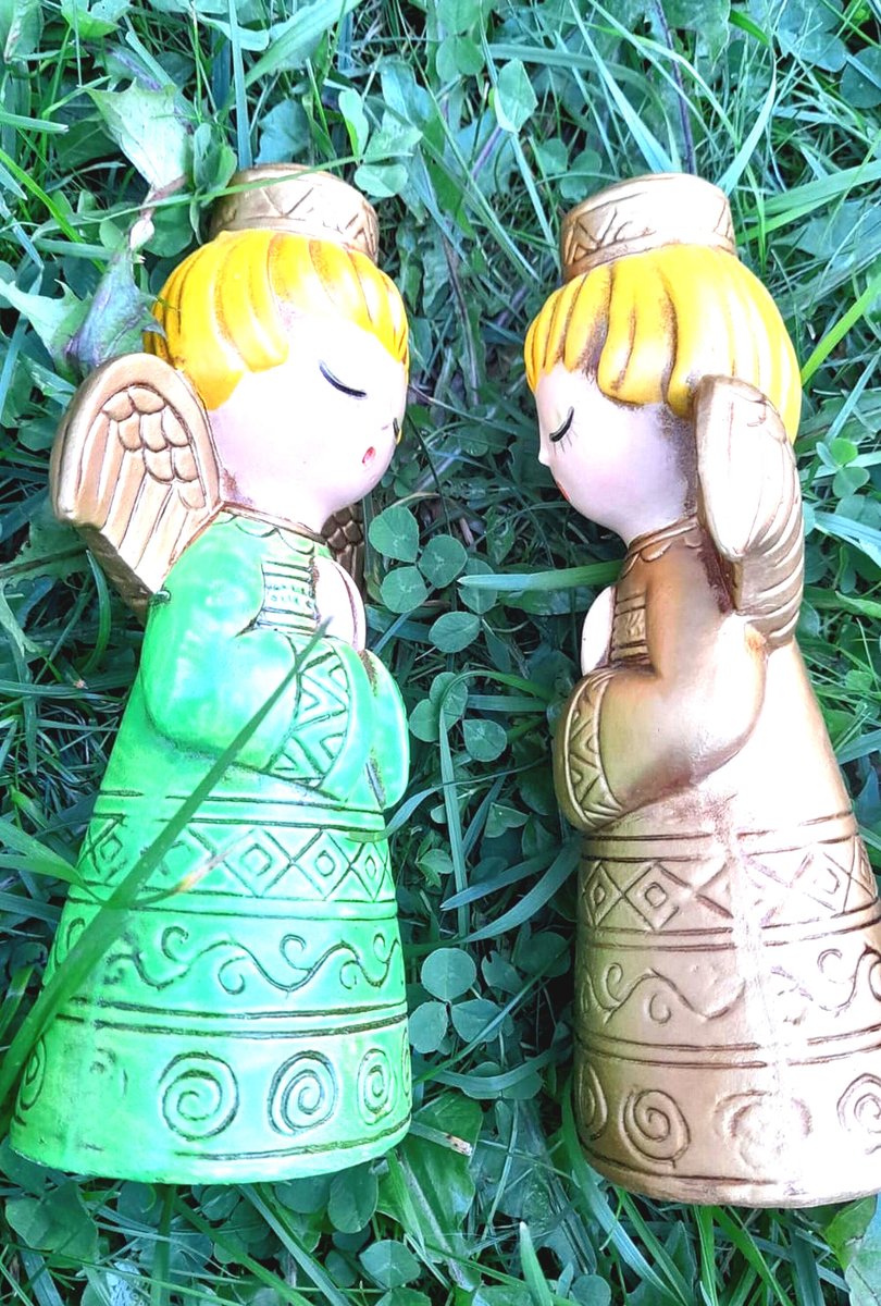 Vintage Japanese Angel Candleholders, Mid Century Christmas Decor (Set of 2)