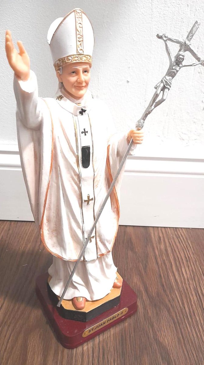 Saint John Paul II Resin Figure, Catholic Pope Statue, Christian Home Decoration (13 Inch)