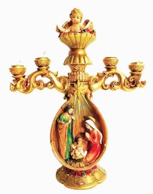 French Style Holy Family Candle 13.8"   Beautiful Protection Statue for All Families and Homes