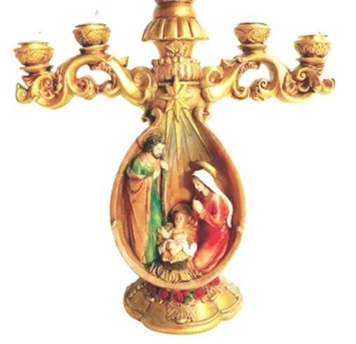 French Style Holy Family Candle 13.8"   Beautiful Protection Statue for All Families and Homes