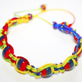 Handmade Tricolor Beaded Bracelet, Colombian Beadwork Jewelry