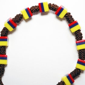 Handmade Tricolor Beaded Bracelet, Colombian Style