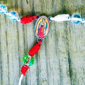 Handmade Virgen Guadalupe Rosary Centerpiece – Catholic Gift