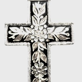 Vintage 1960s Toledo Damascene Cross Pendant – Silver Filled Floral Design
