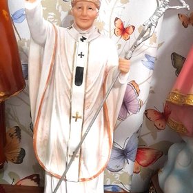 Saint John Paul II Resin Figure, Catholic Pope Statue, Christian Home Decoration (13 Inch)