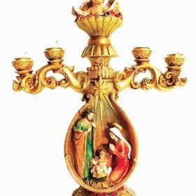 French Style Holy Family Candle 13.8"   Beautiful Protection Statue for All Families and Homes